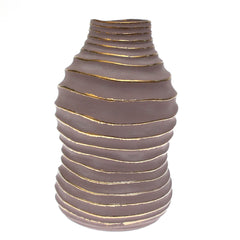Grey & Gold Circle Vase XL – Textured Decorative Statement Piece