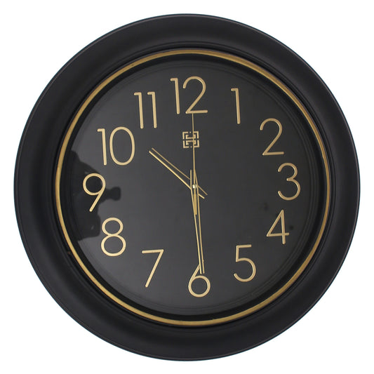 Heritage Wall Clock Prague 2 – Elegant Black & Gold Silent Sweep Clock