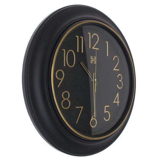 Heritage Wall Clock Prague 2 – Elegant Black & Gold Silent Sweep Clock