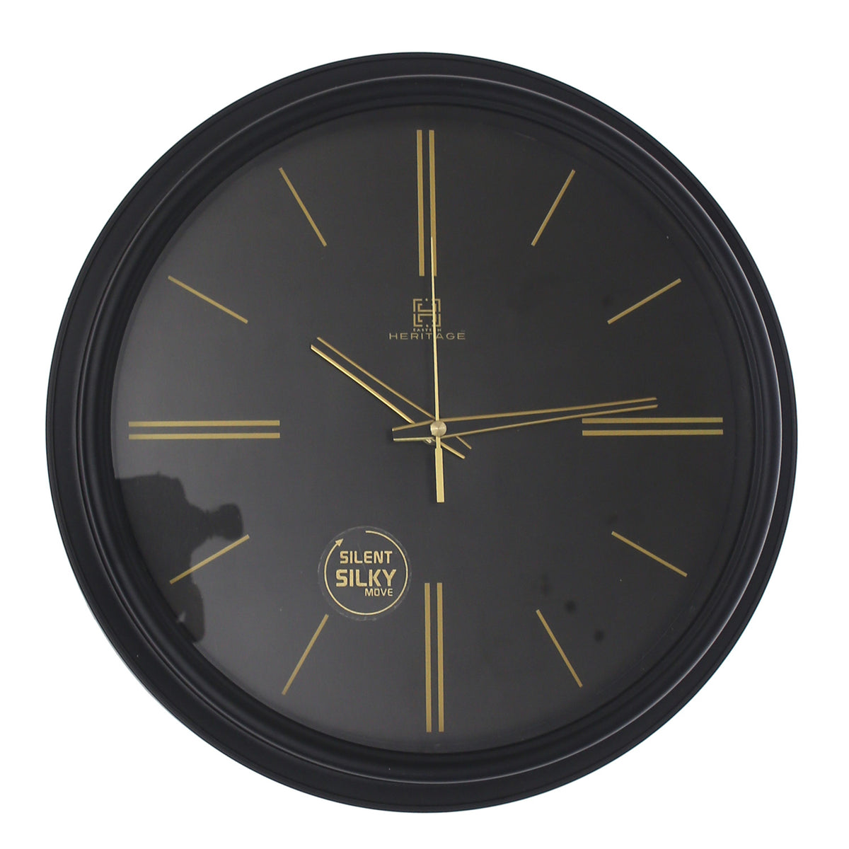 Heritage Wall Clock Rustic – Modern Black & Gold Silent Sweep Wall Clock