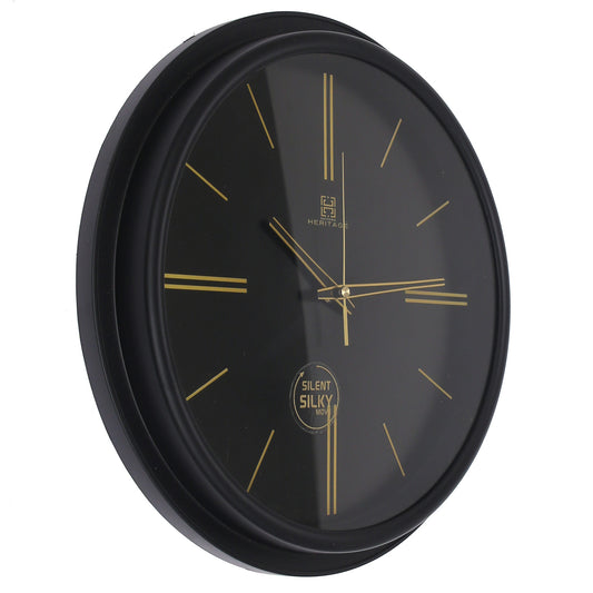 Heritage Wall Clock Rustic – Modern Black & Gold Silent Sweep Wall Clock