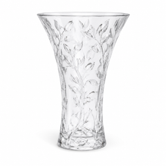 Laurus Large Vase – Elegant Clear Leaf Pattern Decorative Vase for Flowers, Tabletop, Living Room & Home Décor