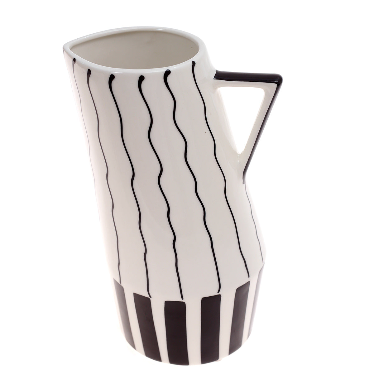 Ceramic Jug Vase L Black & White 5.34X5.34X9.5Inch CH-040