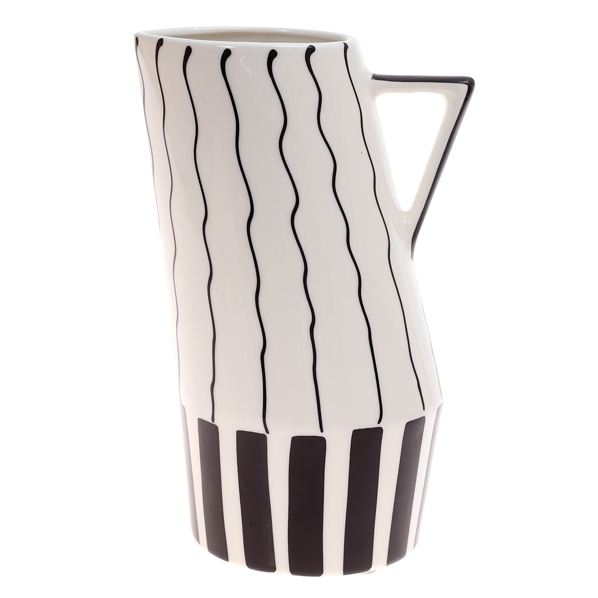 Ceramic Jug Vase L Black & White 5.34X5.34X9.5Inch CH-040