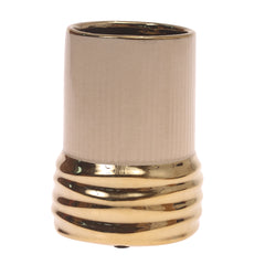 Ceramic Vase Creamy S Gold & Beige 4 X 4 X 5.5 Inch TYX-025