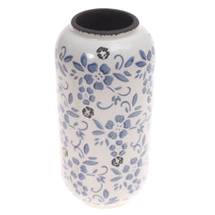 Ceramic Vase Flora Blue & White 4.85X4.85X9.5Inch CH-007