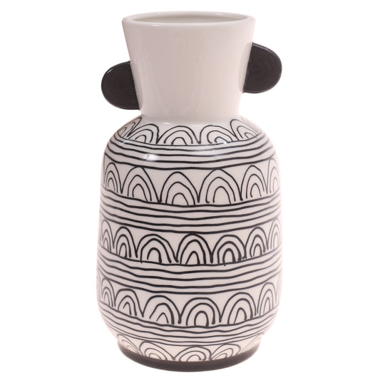 Ceramic Vase L Black & White 5.5X5.5X9.25Inch CH-006