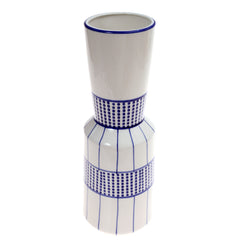 Ceramic Vase L Blue & White 5.5X5.5X14.5Inch CH-004