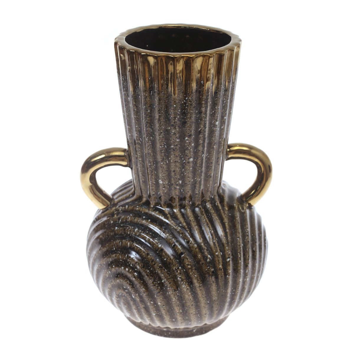 Ceramic Vase L Gold & Green 8 X 8 X 12.25 Inch TYX-013