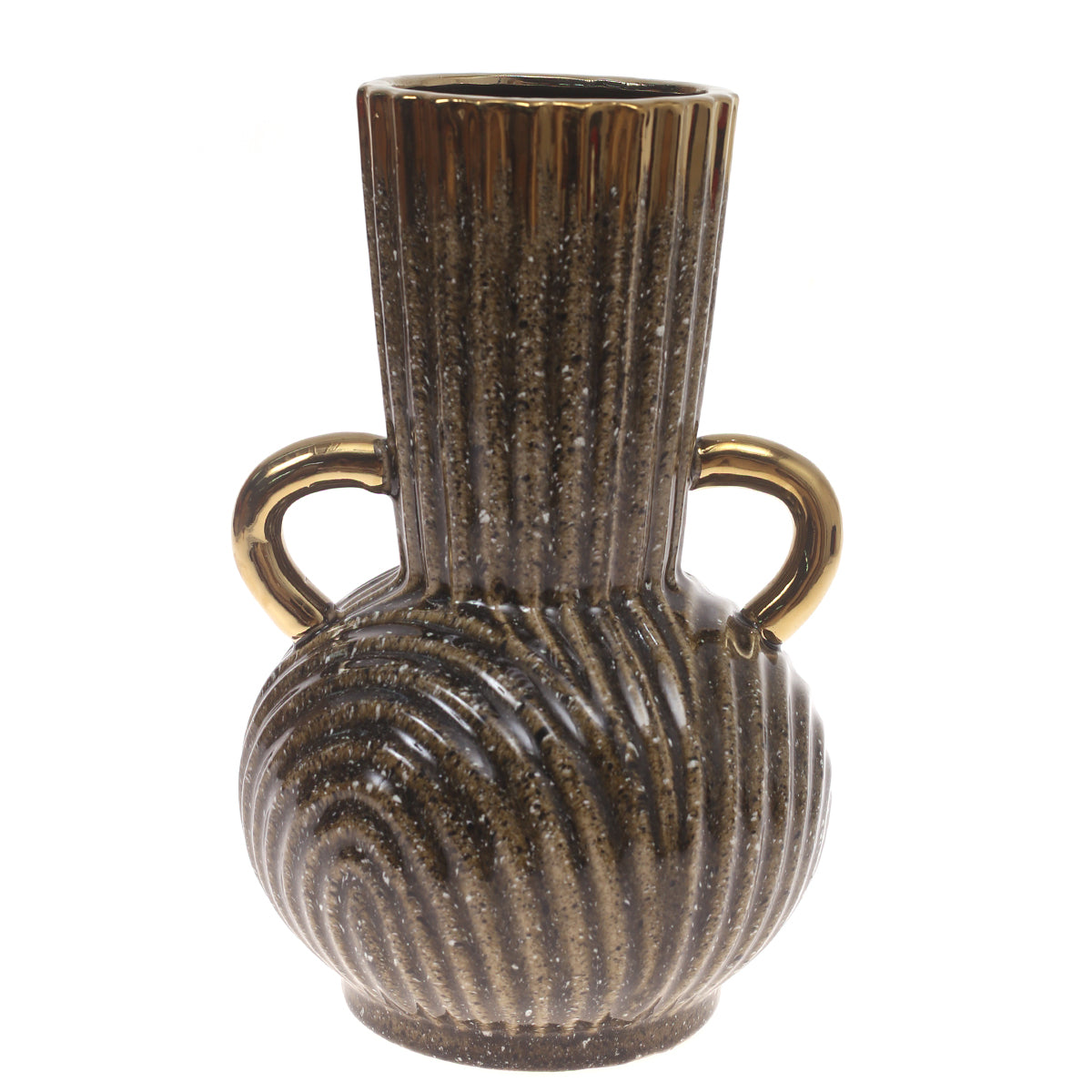 Ceramic Vase L Gold & Green 8 X 8 X 12.25 Inch TYX-013