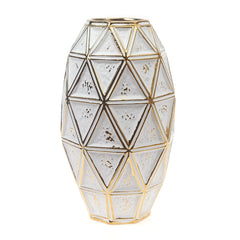 Ceramic Vase L Gold & White 7.17 X 7.17 X 12.5 Inch TYX-001