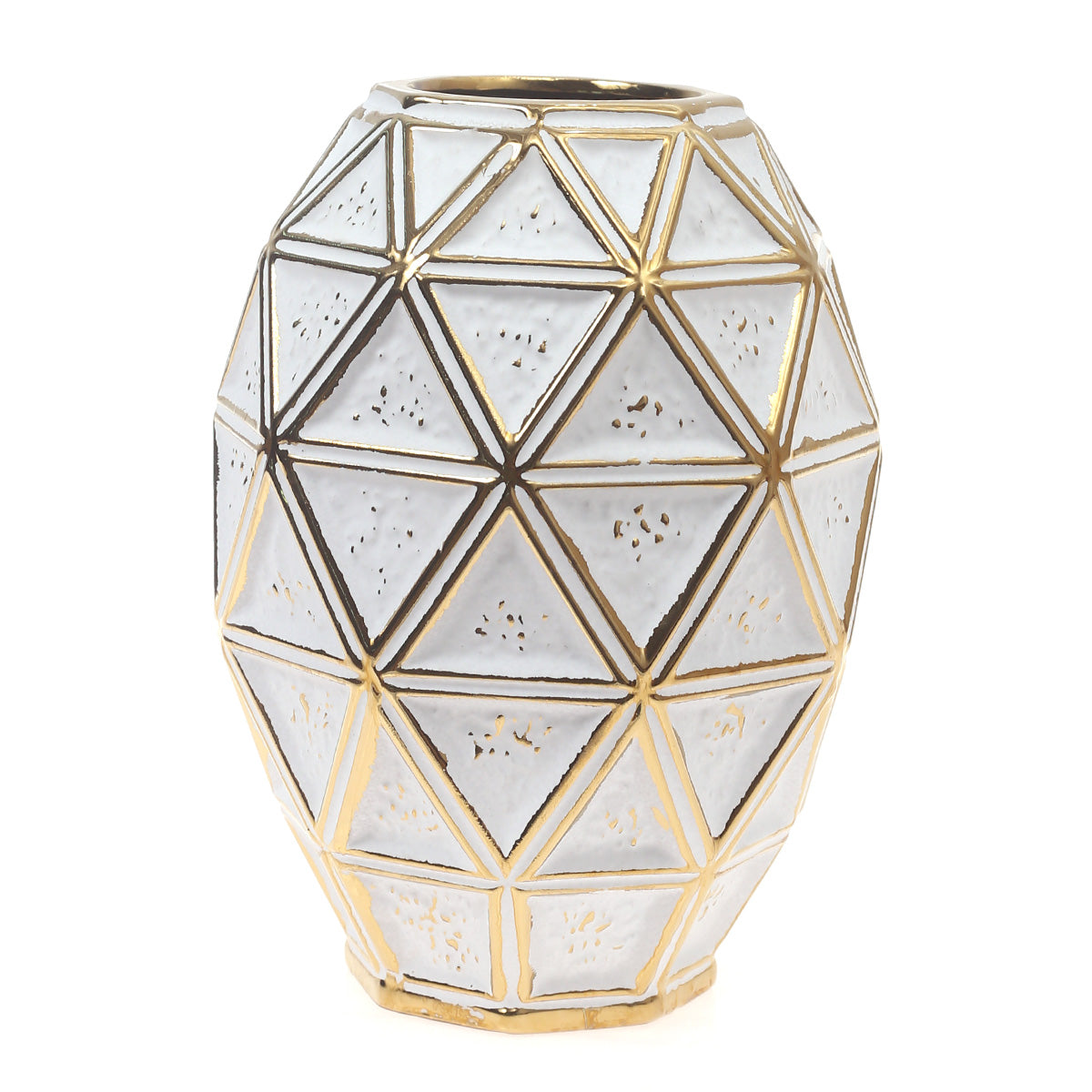 Ceramic Vase M Gold & White 7 X 7 X 9.5 Inch TYX-002