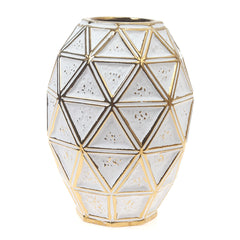 Ceramic Vase M Gold & White 7 X 7 X 9.5 Inch TYX-002