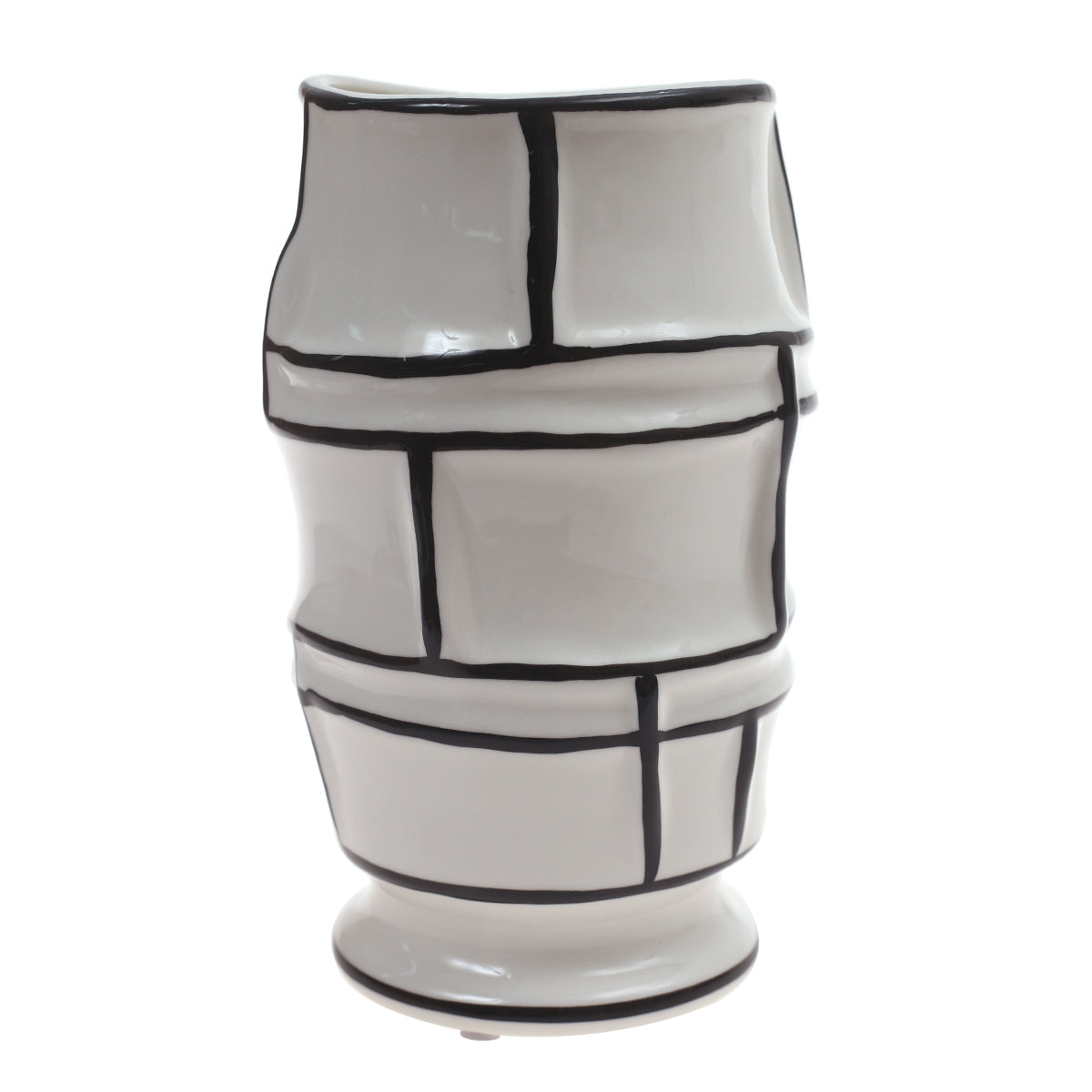 Ceramic Vase S Black & White 14X14X9Inch CH-042