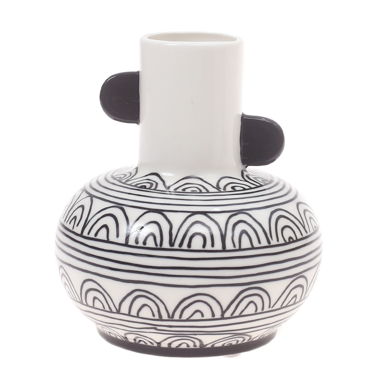 Ceramic Vase S Black & White 5.5X5.5X6.5Inch CH-005