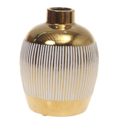 Ceramic Vase S Gold & White 6 X 6 X 8 Inch TYX-041