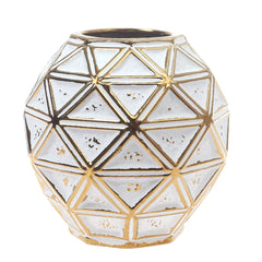 Ceramic Vase S Gold & White 7 X 7 X 7 Inch TYX-003