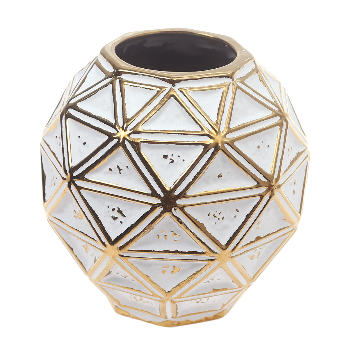 Ceramic Vase S Gold & White 7 X 7 X 7 Inch TYX-003