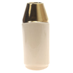 Ceramic Vase creamy L Gold & Off White 4.34 X 4.34 X 10.25 Inch TYX-018