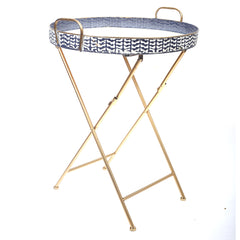 Decorative Corner Table Blue & Gold 20X20X27Inch HQ-005