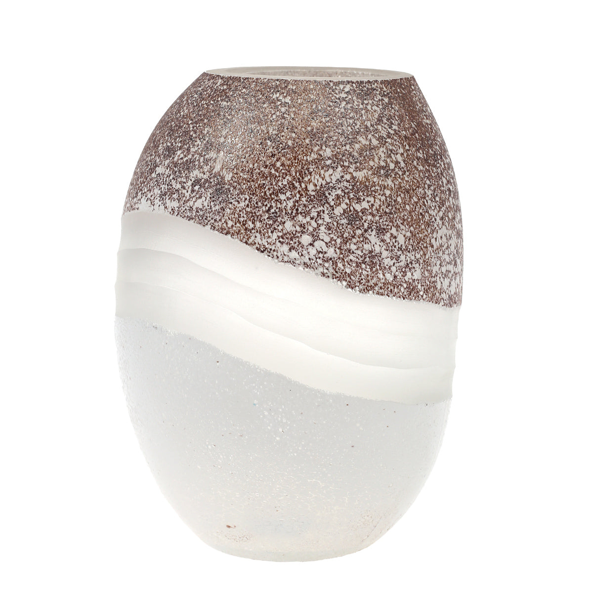 Glass Vase Brown & White 8X8X11.5Inch HY-021