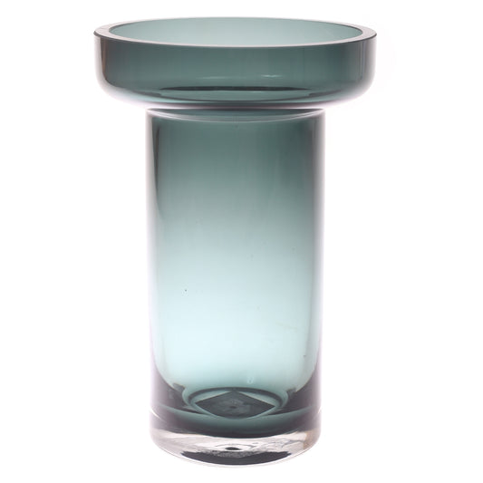 Glass Vase Clear & Turquoise 6.34 X 6.34 X 9 Inch HJM-004