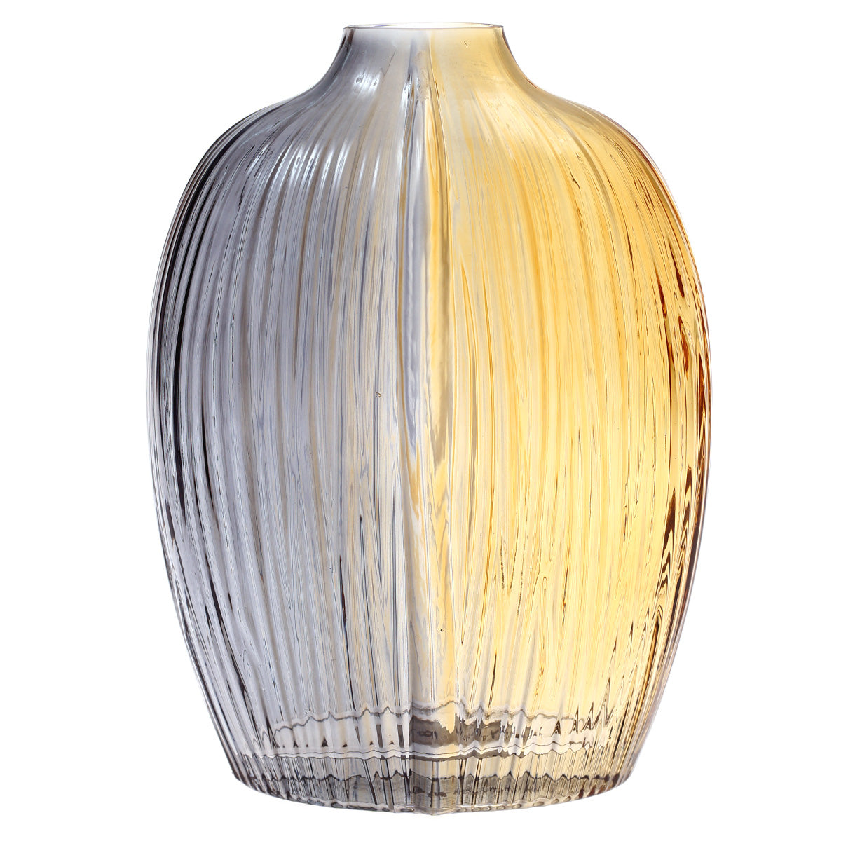 Glass Vase L Black & Gold 10.25X4X11.5Inch HY-014