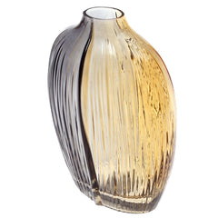 Glass Vase L Black & Gold 10.25X4X11.5Inch HY-014