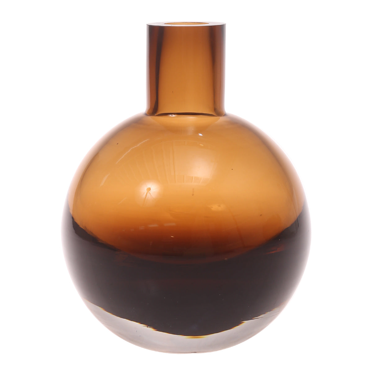 Glass Vase L Brown 6.34 X 6.34 X 8.5 Inch HJM-014