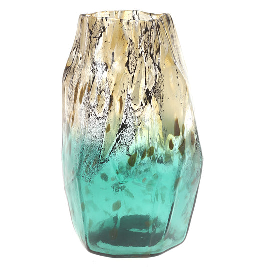 Glass Vase L Gold & Green 7.15X7.15X11.5Inch HY-031