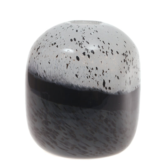 Glass Vase M Black & Grey 7.5X7.5X9Inch HY-005