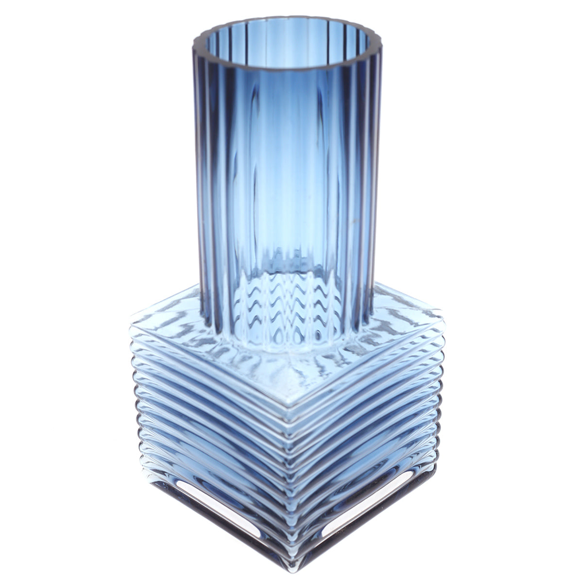 Glass Vase M Blue 5X5X10Inch HY-042