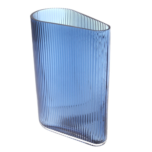 Glass Vase M Blue 7.5X4X10.5inch HY-046