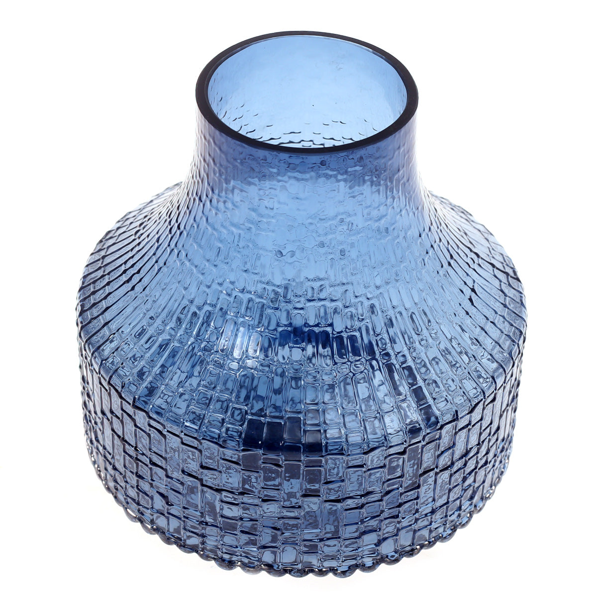 Glass Vase M Blue 8X8X9Inch HY-043