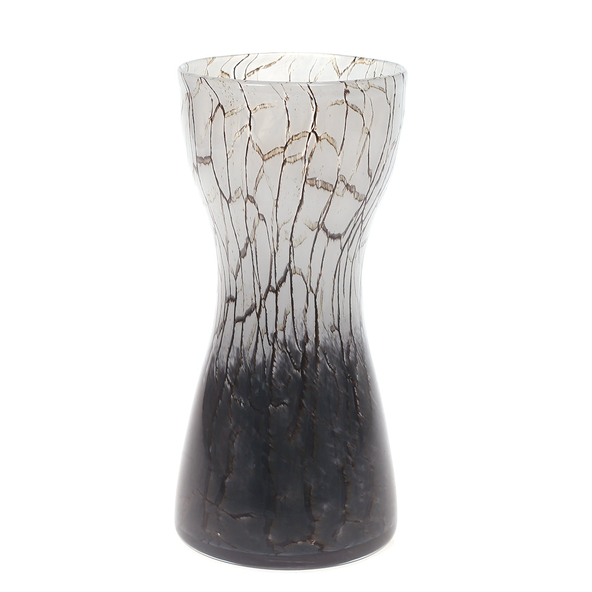 Glass Vase L Black & White 5.17X5.17X14Inch HY-003