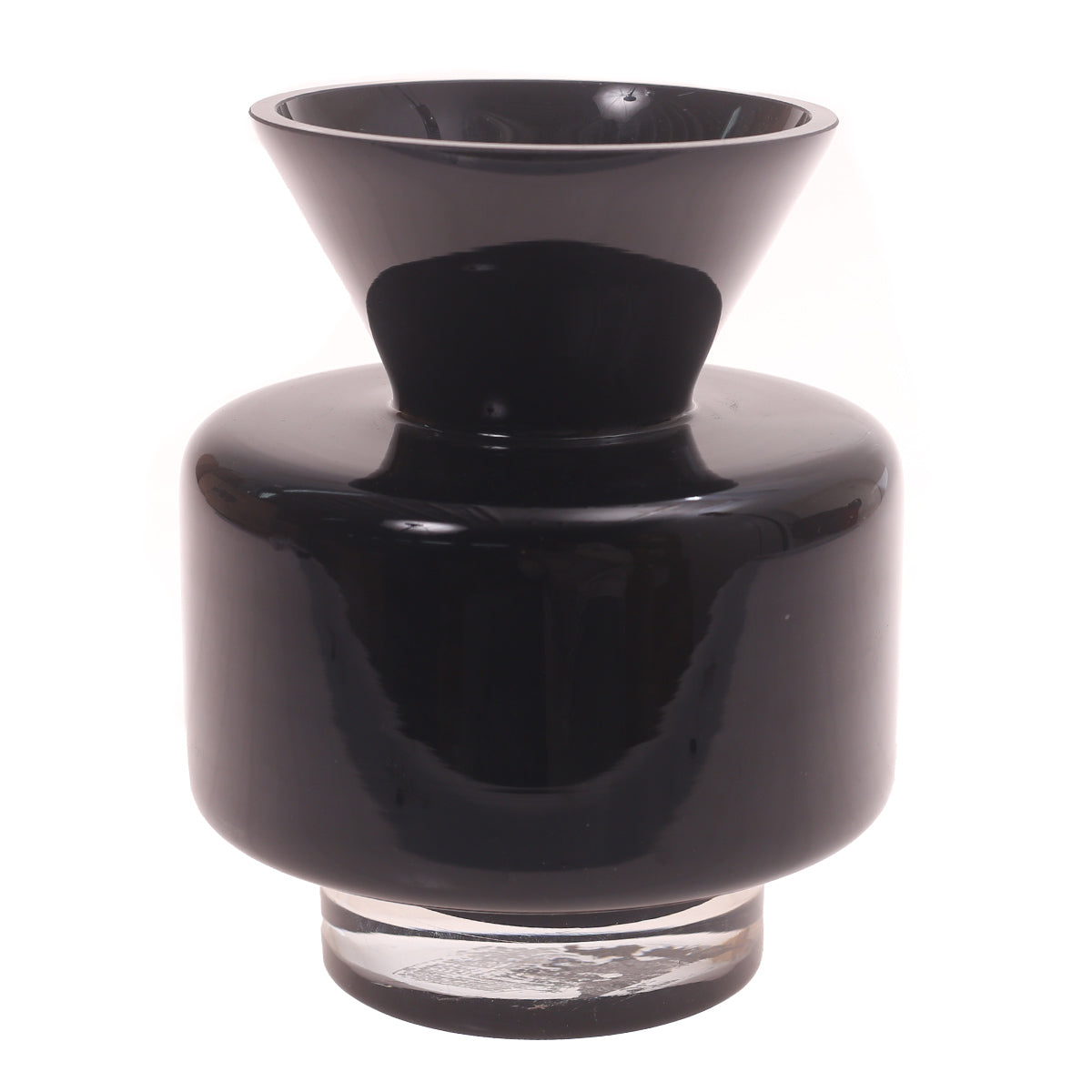 Glass Vase S Black 6.34 X 6.34 X 7.5 Inch HJM-016