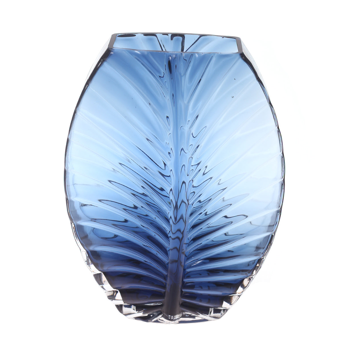 Glass Vase S Blue 8X2.25X10Inch HY-048