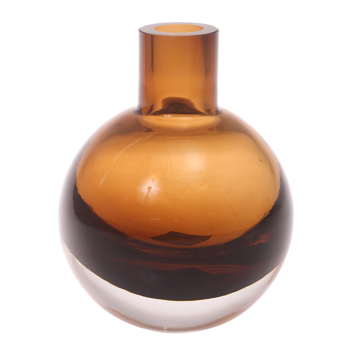 Glass Vase S Brown 5 X 5 X 6.5 Inch HJM-013