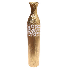 Floor Metal Vase S Gold & White 32 Inch Height Jc-05