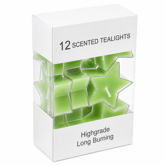 12-Piece Green Star Scented Tealight Candle Set