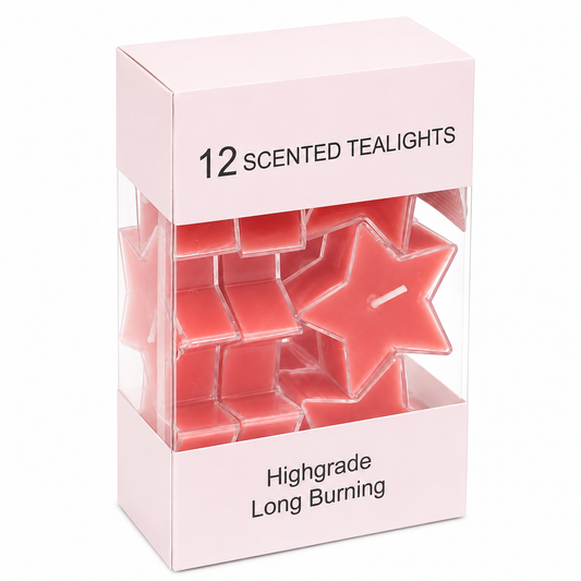 12-Piece Red Star Scented Tealight Candle Set