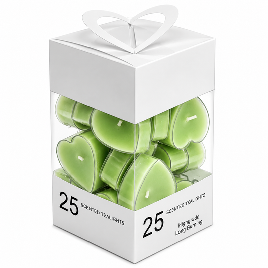 25-Piece Green Heart Tealight Candle Set