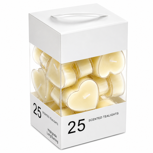 25-Piece Off White Heart Tealight Candle Set