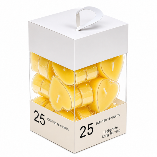 25-Piece Yellow Heart Tealight Candle Set
