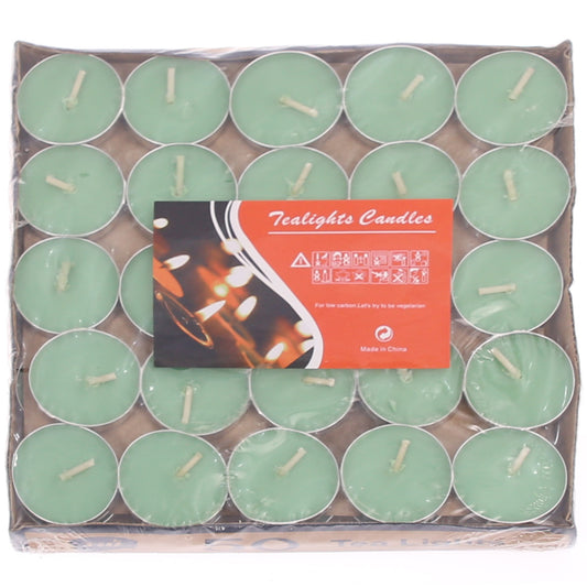50Pcs T-Light Candle Set Green 7 X 7 Inch JW-10