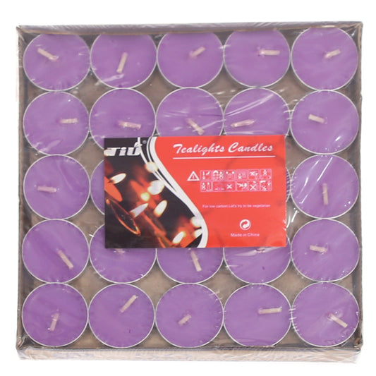 50Pcs T-Light Candle Set Purple 7 X 7 Inch JW-10