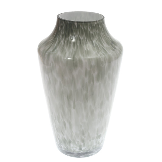 Glass Vase Green & White 14 Inch Height HY-11