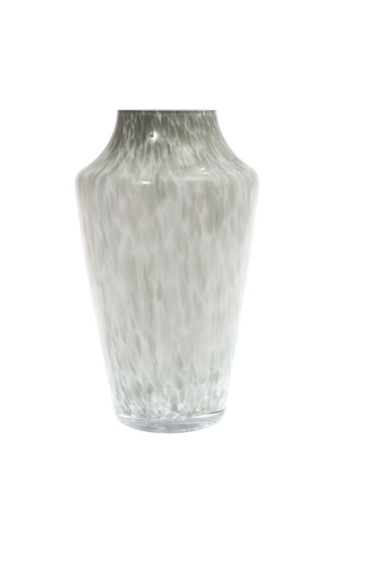 Glass Vase Green & White 14 Inch Height HY-11