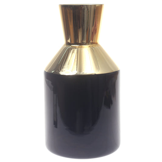 Glass Vase Black & Gold 6 X 6 X 10.5 Inch HY-05