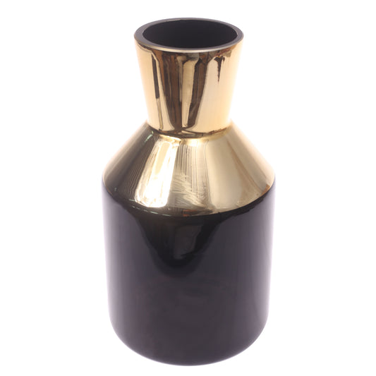 Glass Vase Black & Gold 6 X 6 X 10.5 Inch HY-05